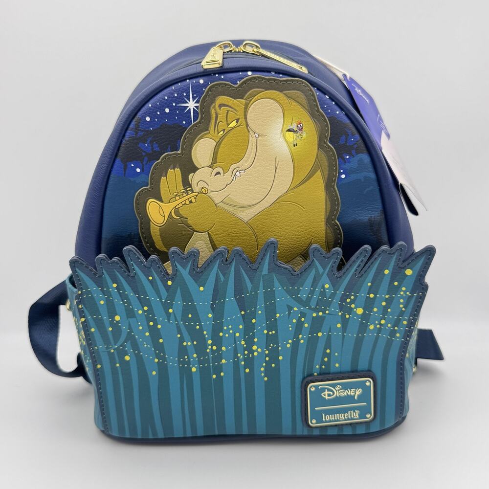 Loungefly Disney Princess And The Frog Backpack 100 Decades Louis Glow in Dark
